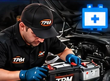 Technicien TPM Batterie installant une batterie automobile