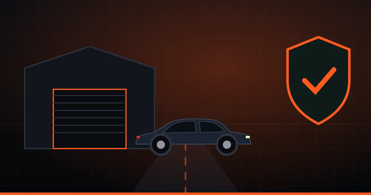 Illustration d'une voiture devant un domicile et d'un bouclier symbolisant l'assistance de l'assurance